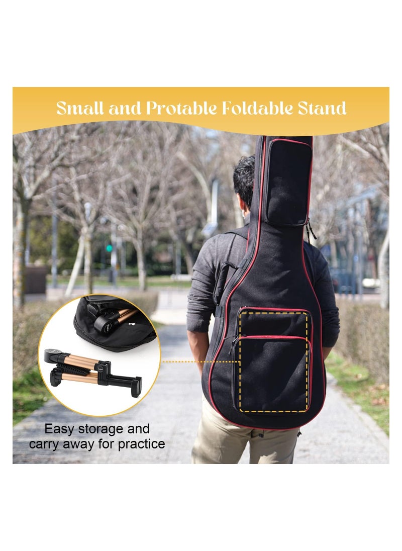 Generic - Adjustable Folding Guitar Stand Compatible with Electric Acoustic Ukulele and Bass Instruments Gold Finish - Image 1