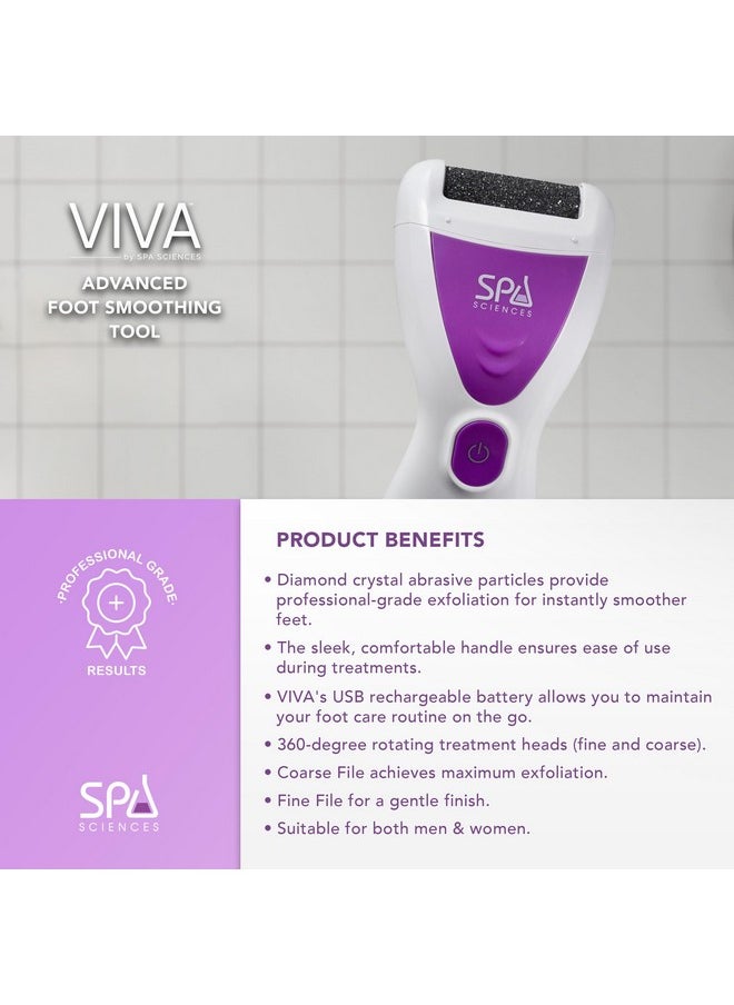 SPA SCIENCES Spa Sciences VIVA Most Powerful Pedicure Tool Available-Professional Electronic Foot Smoothing Pedi Tool for Removing Hard, Dry, Cracked Skin/Calluses on Feet, Rechargeable-2 Treatment Heads Included  - Image 3