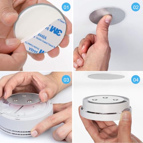 ILSSLI Magnetic Smoke Detector Sticky Pads Magnetic Adhesive Pads 3PCS Magnetic Smoke Alarm Fixing Mount No Drilling Magnet Holder Installation Tool for Smoke Fire Alarms Detector - Image 4