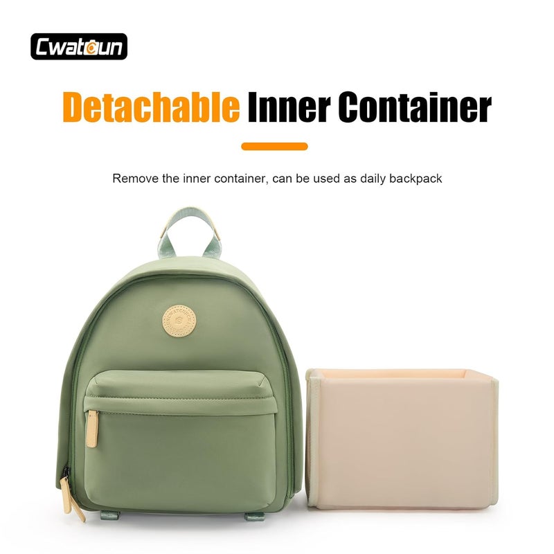 Cwatcun Camera Backpack Bag Small，Fashion DSLR Camera Bag with Tripod Strap Laptop Compartment and Removable Padded Dividers - Image 4