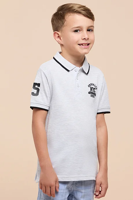 أر أند بي Print Detail Polo T-Shirt with Short Sleeves