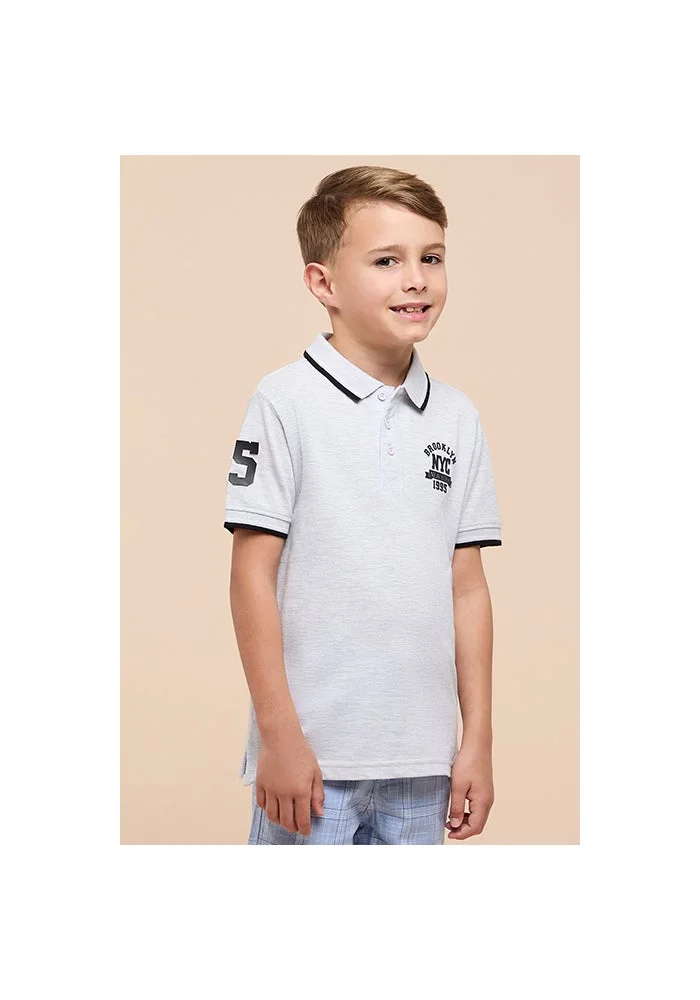 R&b Print Detail Polo T-Shirt with Short Sleeves