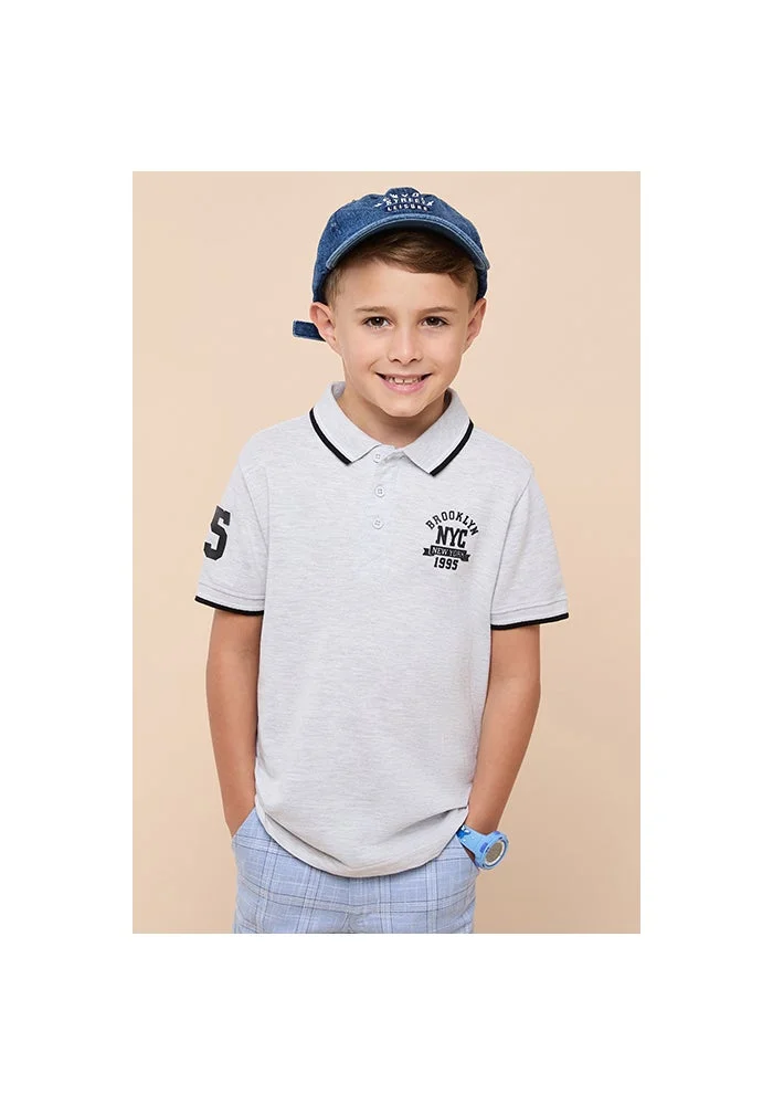 R&b Print Detail Polo T-Shirt with Short Sleeves