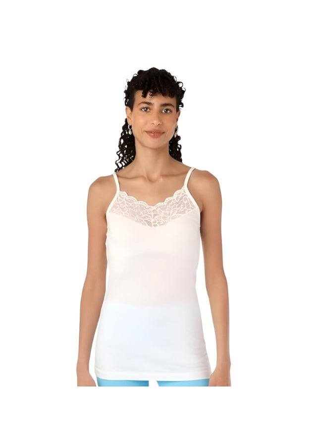 Dahab Cotton Plain Spaghetti Straps Undershirt For Women-White - Image 1