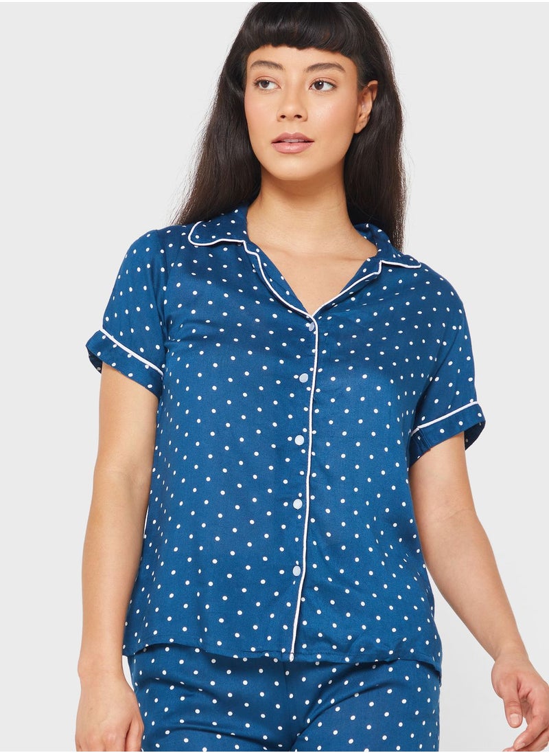 Clovia - Printed Shirt & Shorts Set - Image 1
