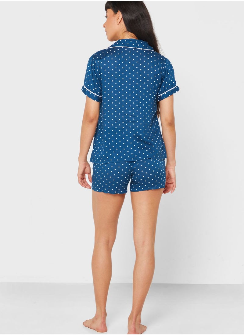 Clovia - Printed Shirt & Shorts Set - Image 1