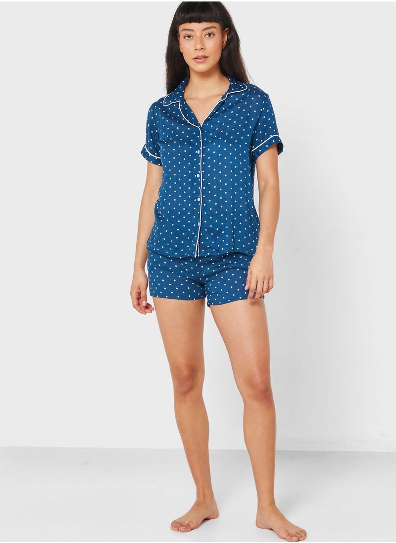 Clovia - Printed Shirt & Shorts Set - Image 1
