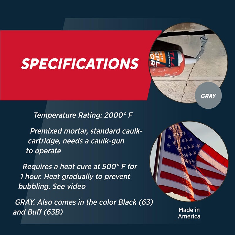 Rutland Products Rutland Fireplace Mortar Cartridge 103Ounce Gray  63G - Image 3