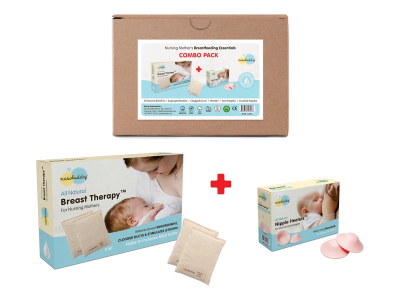 Nasobuddy Breastfeeding Essential Combo Great Value Pack for Nursing Mothers with The nasobuddy All Natural Breast Therapy + Nipple HEALERS Included. - Image 1