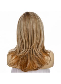 OneDor Onedor 18 Inch Premium Japanese High-Temperature Fiber Synthetic Hair 130% Density Straight Lace Front Side Part Long Wig (Dark Natural Blonde Blended & Pale Golden Blonde with Dark Roots-OT8/386/624)  - Image 5