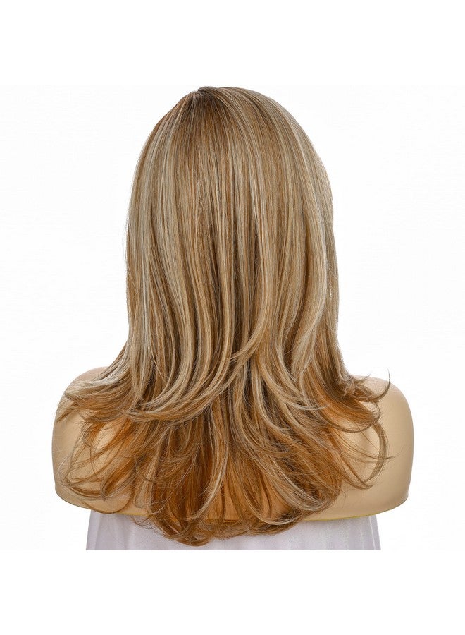 Onedor 18 Inch Premium Japanese High-Temperature Fiber Synthetic Hair 130% Density Straight Lace Front Side Part Long Wig (Dark Natural Blonde Blended & Pale Golden Blonde with Dark Roots-OT8/386/624) - Image 5