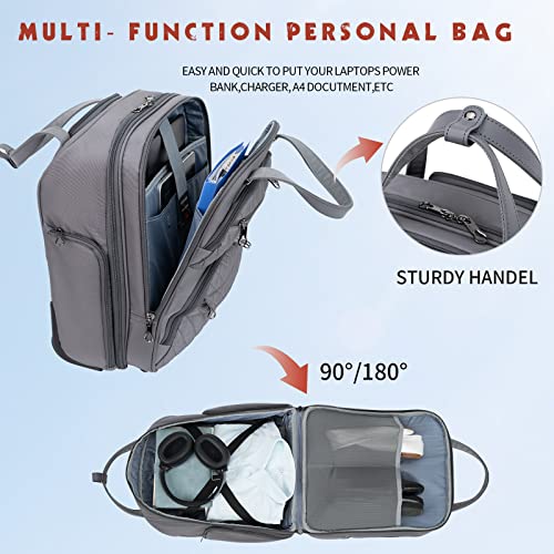 KROSER Carry On Underseat Multi-functional, 16-inch Underseater Lightweight Overnight Suitcase for Men Women, Grey - Image 5