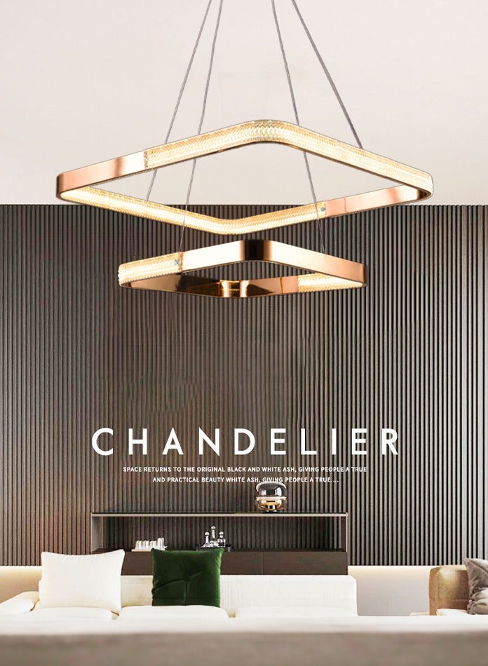 Vmax Modern LED Chandelier Ceiling Light – Pendant Lighting for Dining Room, Bedroom, Kitchen Island, Living Room | 1/2/3 Layer – Aluminum & Silicone – WH/GD Surface (2 LAYER - 60+40cm - 100W) - Image 1