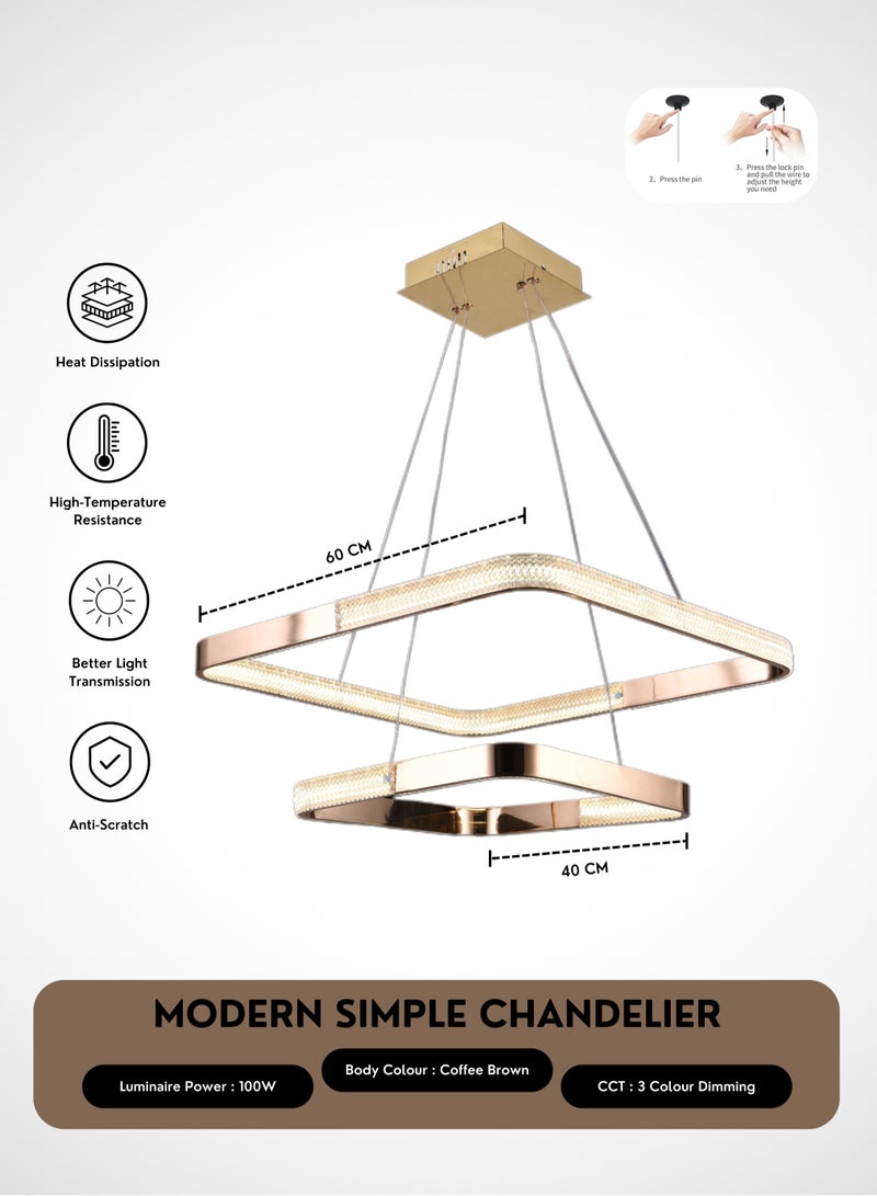 Vmax Modern LED Chandelier Ceiling Light – Pendant Lighting for Dining Room, Bedroom, Kitchen Island, Living Room | 1/2/3 Layer – Aluminum & Silicone – WH/GD Surface (2 LAYER - 60+40cm - 100W) - Image 2