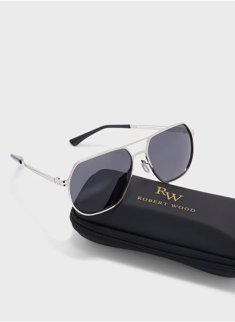 روبرت وود Polarized Lens Oversize Aviator Sunglasses