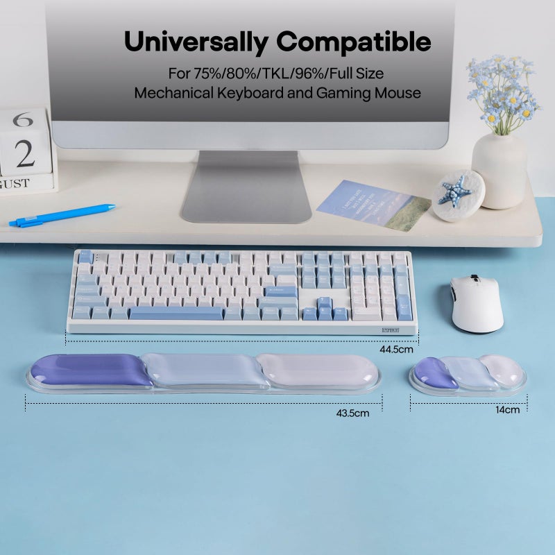 EPOMAKER CloudGel Wrist Rest for Keyboard and Mouse, 2 Pieces Silicone Wrist Support, Anti-Slip Rubber Bottom, Ergonomic Design, Suitable for Office/Computer/Laptop/Gaming (Blue) - Image 3