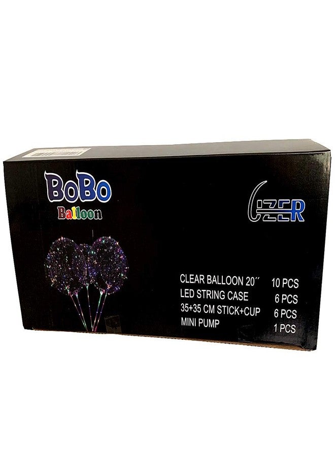 UZER LED Light Up Bobo Balloons with Sticks,6 Packs Flashing Handles,20 Inches Bubble Bobo Balloons,70 cm Sticks,Christmas Birthday Party Decoration - Image 2