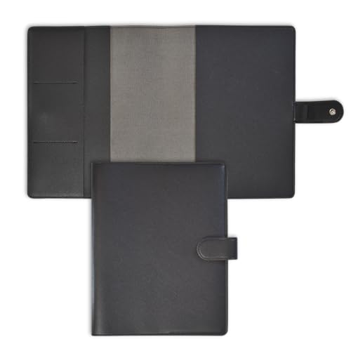 Eleven Discs™ Premium Faux Leather Discbound Notebook Folio Cover with Multiple Pockets and Secure Button Clasp - Notebook Not Included (Junior Size, Black) - Image 1