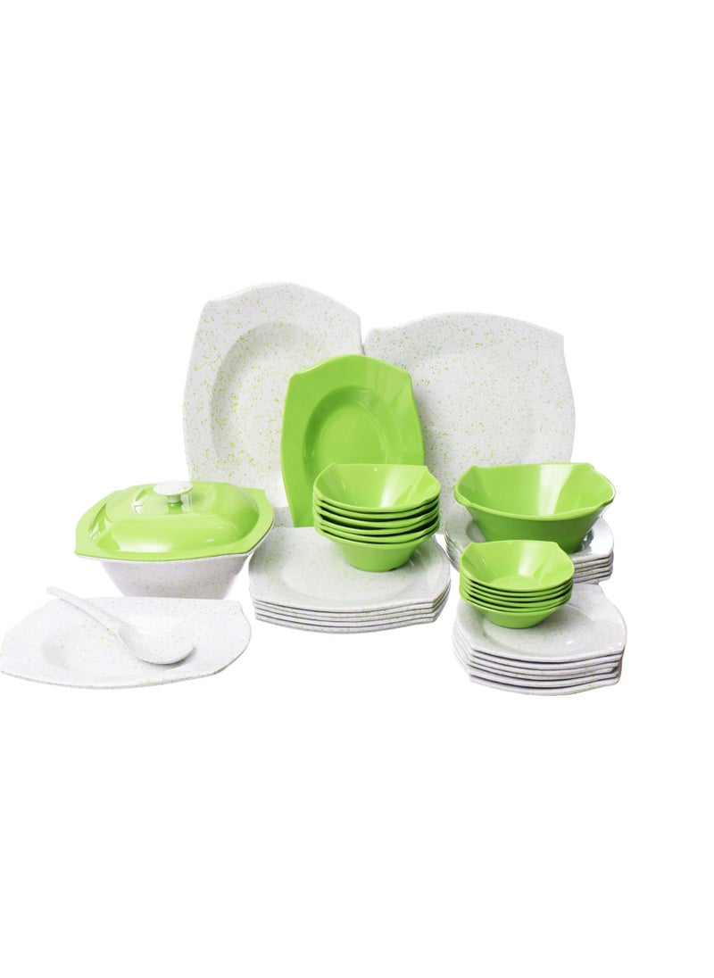 PURE - Melamine set, 38 pieces, green, square, 8402 - Image 1