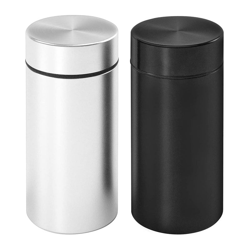 OZCHIN Aluminum Storage Jar Portable Airtight Smell Proof Container Bottle Multipurpose Storage Container for Spices, Coffee & Teas 80ml (Silver&Black) - Image 1