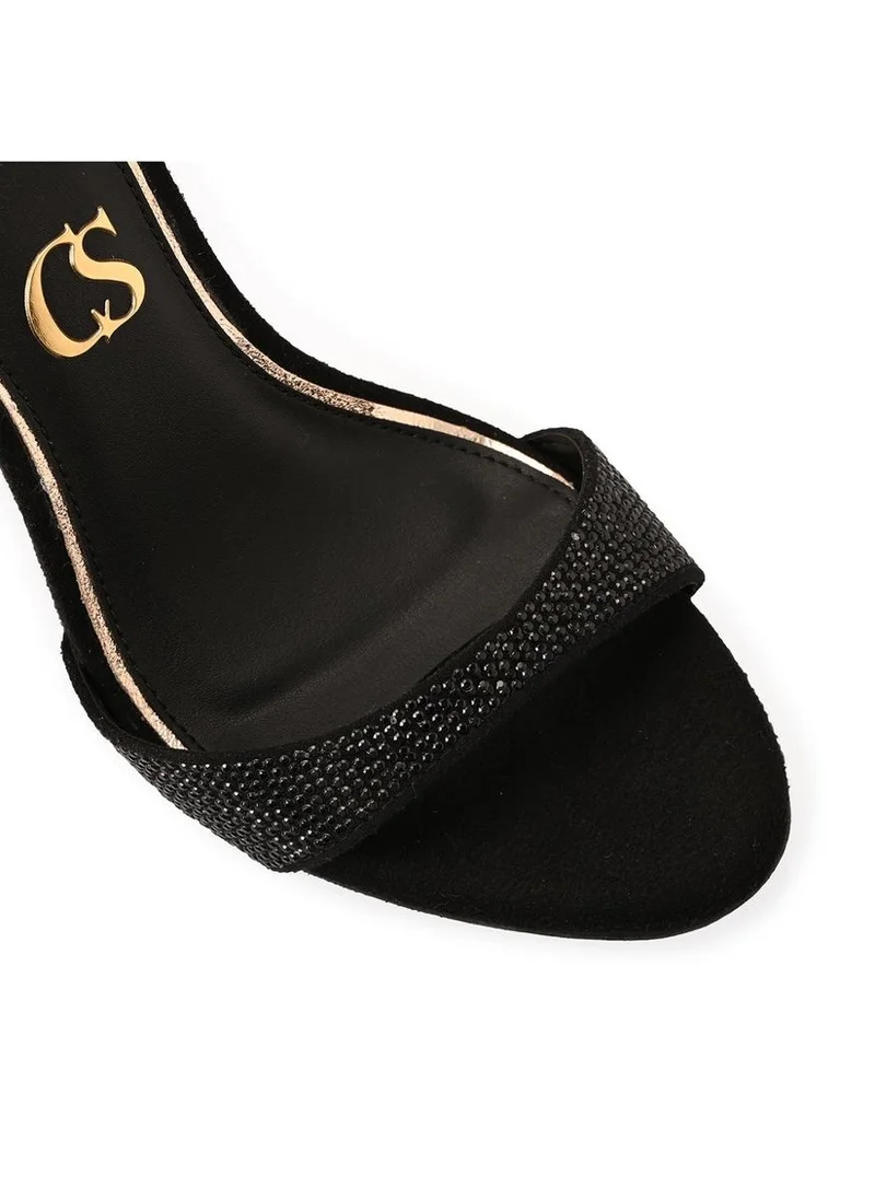 Carmen Steffens  Black Platform Sandal with Crystals for Women | Best Price UAE