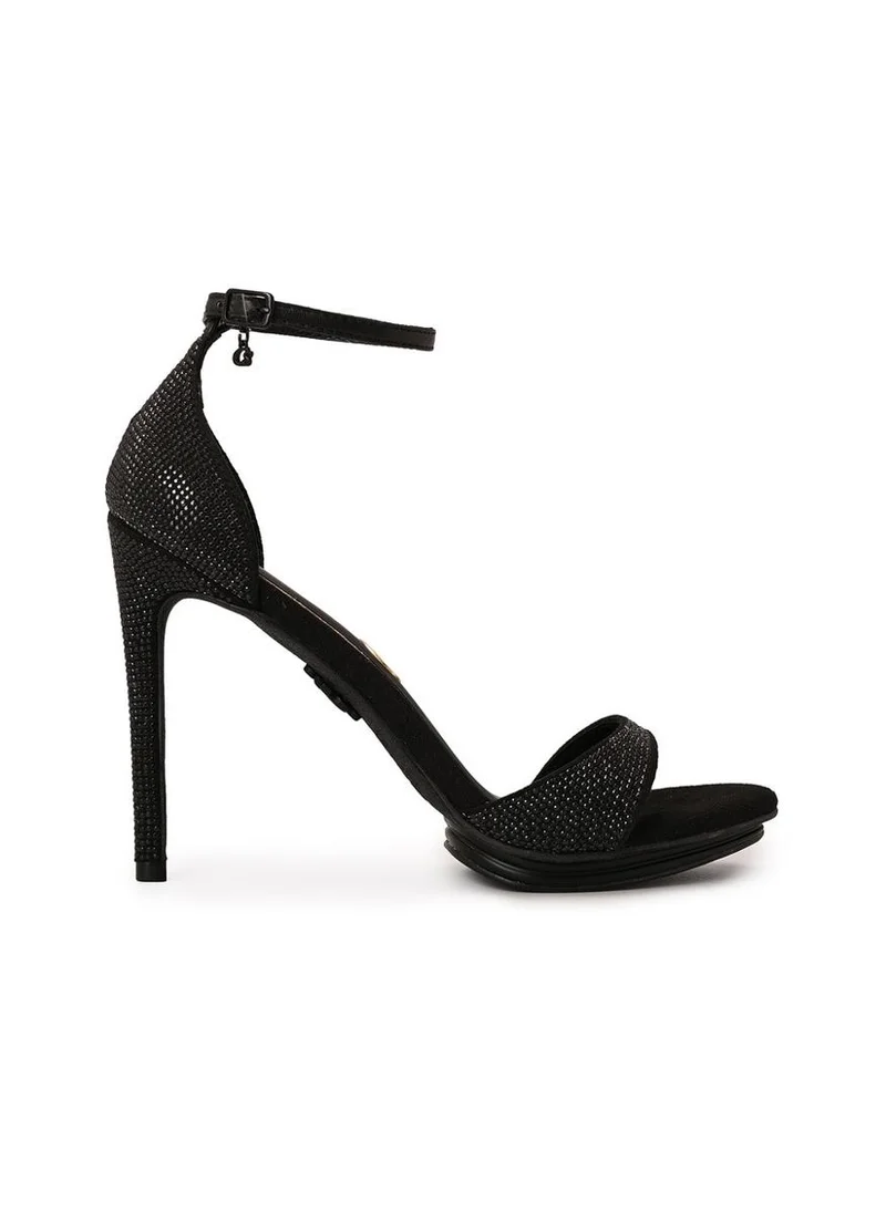 Carmen Steffens Black Platform Sandal with Crystals