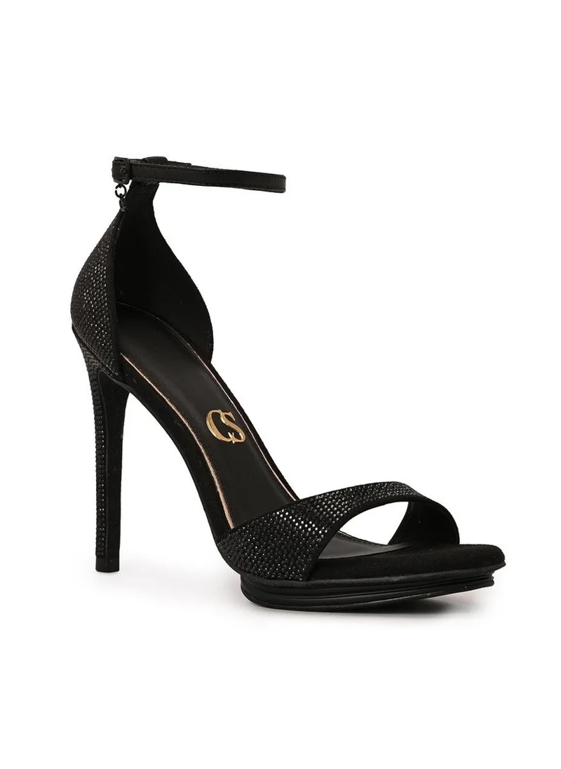 Carmen Steffens Black Platform Sandal with Crystals