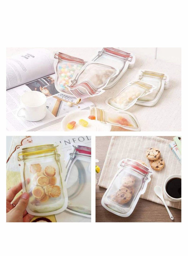 Jar Bottles Bags, Reusable Food Saver Storage Bags Snacks Zipper Sealed Bags Fresh Bags, for Travel Camping Barbecue, Different Sizes,10 Pcs (Sx3, Mx4, Lx3) - Image 5