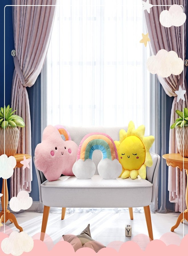 Queekay 3 Pcs Moon Star Cloud Cushion Soft Plush Pillow Nursery Stuffed Throw Cushion Kids Cute Children Pillow for Baby Room Reading Nook Decorations Gift(Cute Style) - Image 5