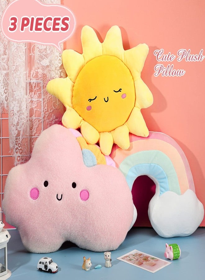 Queekay 3 Pcs Moon Star Cloud Cushion Soft Plush Pillow Nursery Stuffed Throw Cushion Kids Cute Children Pillow for Baby Room Reading Nook Decorations Gift(Cute Style) - Image 2