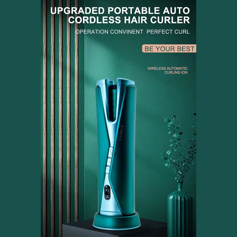 FM-003 Cordless Auto Hair Curler Automatic Curling Iron with Rotate Left and Right 4 Timer Settings Ceramic Barrel Portable Hair Curling Wand for Hair Styling - Image 2