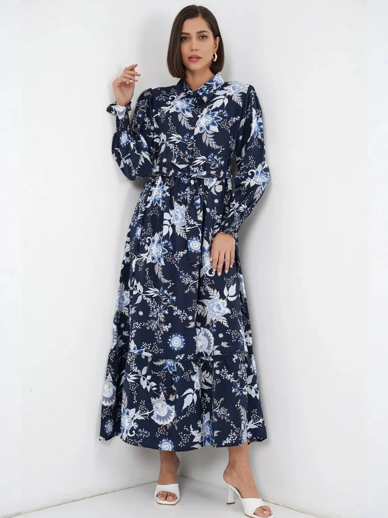 بيغ دارت BDART Maxi Shirt Dress with Paisley Print and Belt