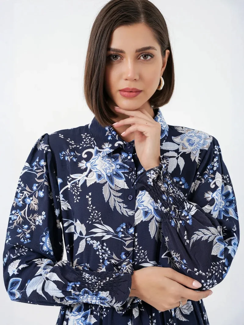 بيغ دارت BDART Maxi Shirt Dress with Paisley Print and Belt