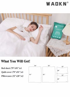 WAOKN 4 PCS Disposable Bed Sheets Travel Sheets for Hotel, Disposable Sheets for Bed Travel Bedding Cover Portable Sheet with 1 Quilt Cover, 1 Sheet and 2 Pillowcase for Travel Business Trip Spa Hotel  - Image 3