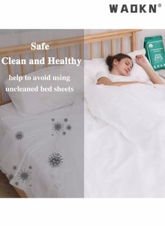 WAOKN 4 PCS Disposable Bed Sheets Travel Sheets for Hotel, Disposable Sheets for Bed Travel Bedding Cover Portable Sheet with 1 Quilt Cover, 1 Sheet and 2 Pillowcase for Travel Business Trip Spa Hotel  - Image 4