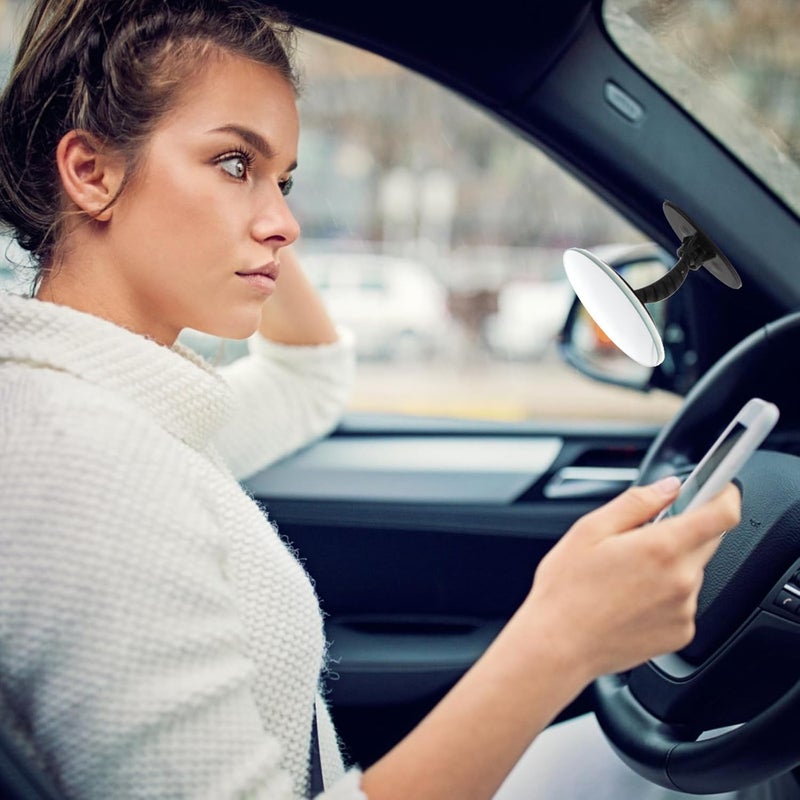 مرآة النقطة العمياء للرؤية الجانبية الخلفية للسيارة مع شريط تحذير، مجموعتان من المرايا الجانبية المساعدة ذات الزاوية الواسعة للسلامة المركبة ومراقبة فتح الباب - Image 5