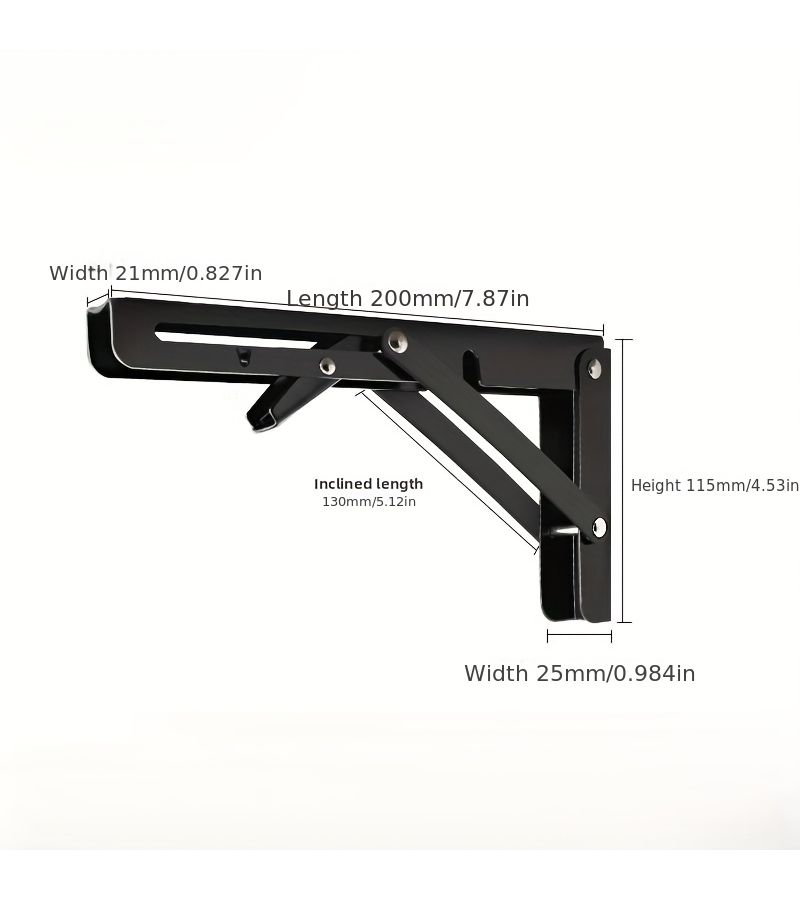 Black 3 Pcs Durable Folding Shelf Supports Wall Mounted Space Saver for Tables - Image 1