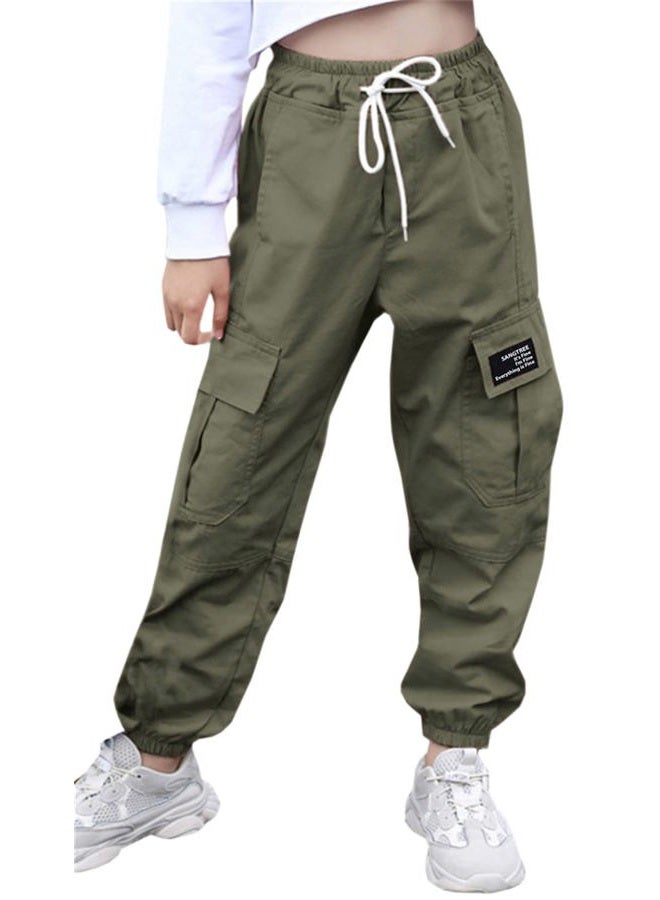 SANGTREE Girls & Women's Cargo Jogger Pants, 3 Years - Women 3XL, Army Green, M - Image 1