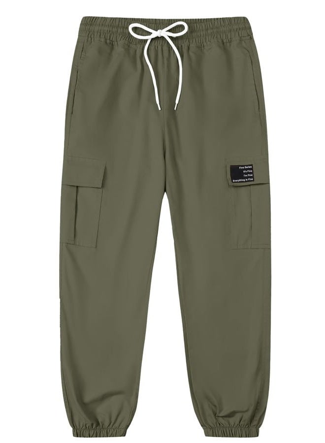 SANGTREE Girls & Women's Cargo Jogger Pants, 3 Years - Women 3XL, Army Green, M - Image 3