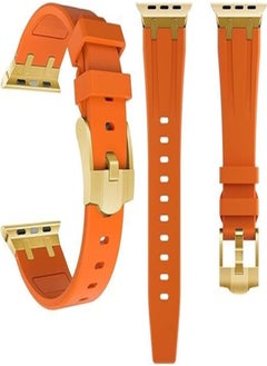 Compatible with Apple Watch Band 49mm 45mm 44mm 42mm Men Women, New Design Soft Silicone Replacement Strap for iWatch Series 8/7/6/5/4/3/2/1/SE/Ultra.(Orange)