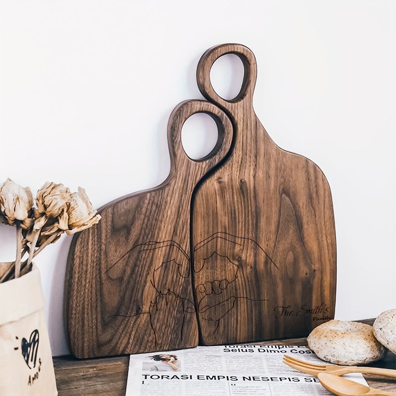 Custom Engraved Walnut Wood Cheese Board Set for Family Warmth Cozy Haven - Image 4