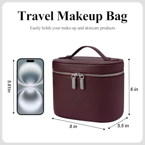 honitty Makeup Bag, Travel Make up Case with Compartments and Handle, Portable Cosmetic Organizer Bags,Toiletry Bag for Women - Image 2