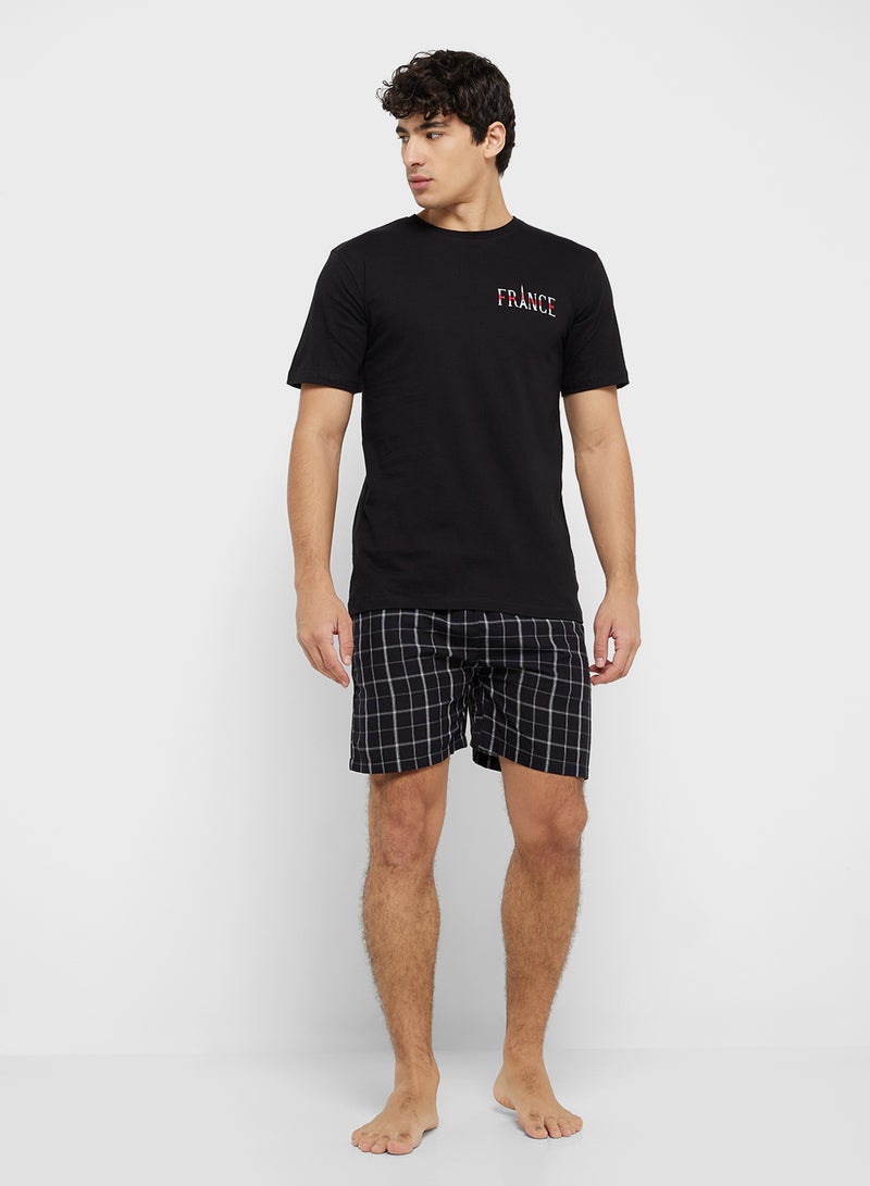 سفنتي فايف طقم بيجامة تي شيرت وشورت - Image 5