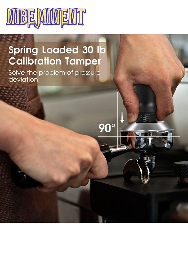 NIBEMINENT 51 mm Espresso Accessories Kit, 3 Pcs Espresso Tamper Tool, Spring Loaded Calibrated Tamper Coffee Distributor and Dosing Funnel Set, 304 Stainless steel material Adjustable Depth Fits Delonghi 51 mm Machines and Portafilter - Image 3