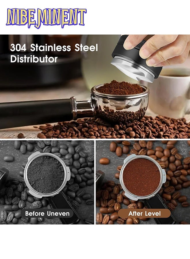 NIBEMINENT 51 mm Espresso Accessories Kit, 3 Pcs Espresso Tamper Tool, Spring Loaded Calibrated Tamper Coffee Distributor and Dosing Funnel Set, 304 Stainless steel material Adjustable Depth Fits Delonghi 51 mm Machines and Portafilter - Image 2