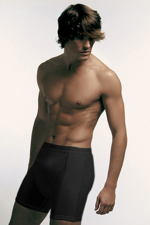 Çift Kaplan Double Tiger Men's Elastane Piping Black Long Boxer 0855 