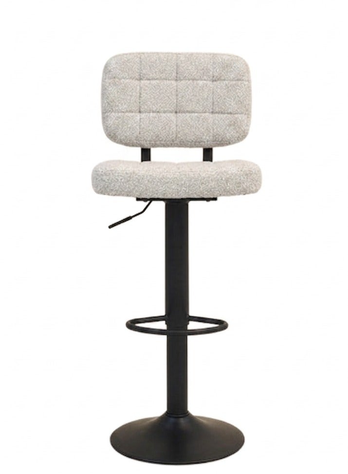TarafCom White Teddy Bar Stool, Swivel Seat, Height Adjustable and Footrest - Modern and Comfortable Design - Image 1
