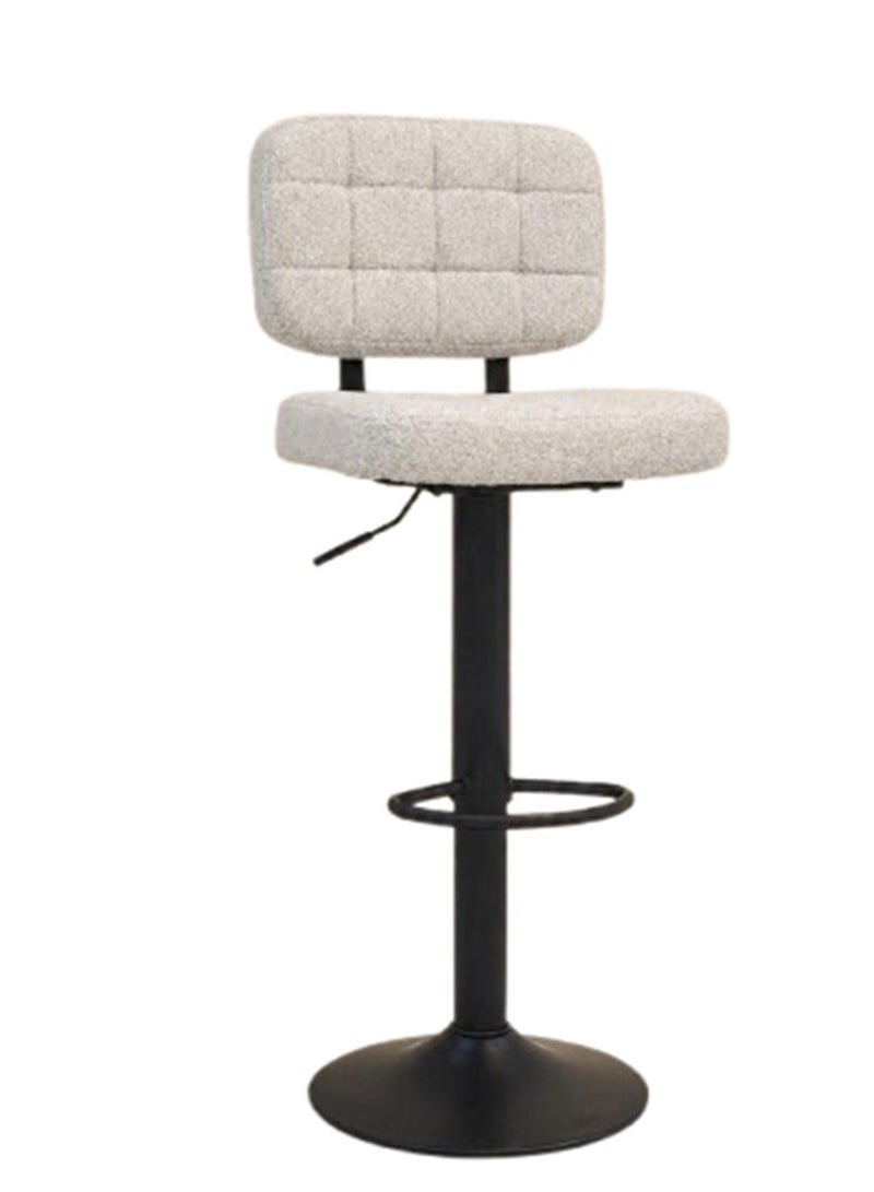 TarafCom White Teddy Bar Stool, Swivel Seat, Height Adjustable and Footrest - Modern and Comfortable Design - Image 2