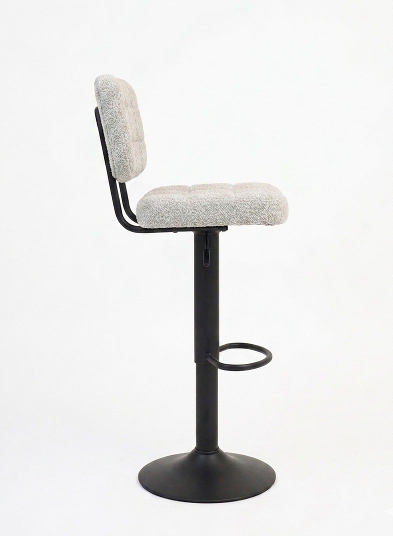 TarafCom White Teddy Bar Stool, Swivel Seat, Height Adjustable and Footrest - Modern and Comfortable Design - Image 3