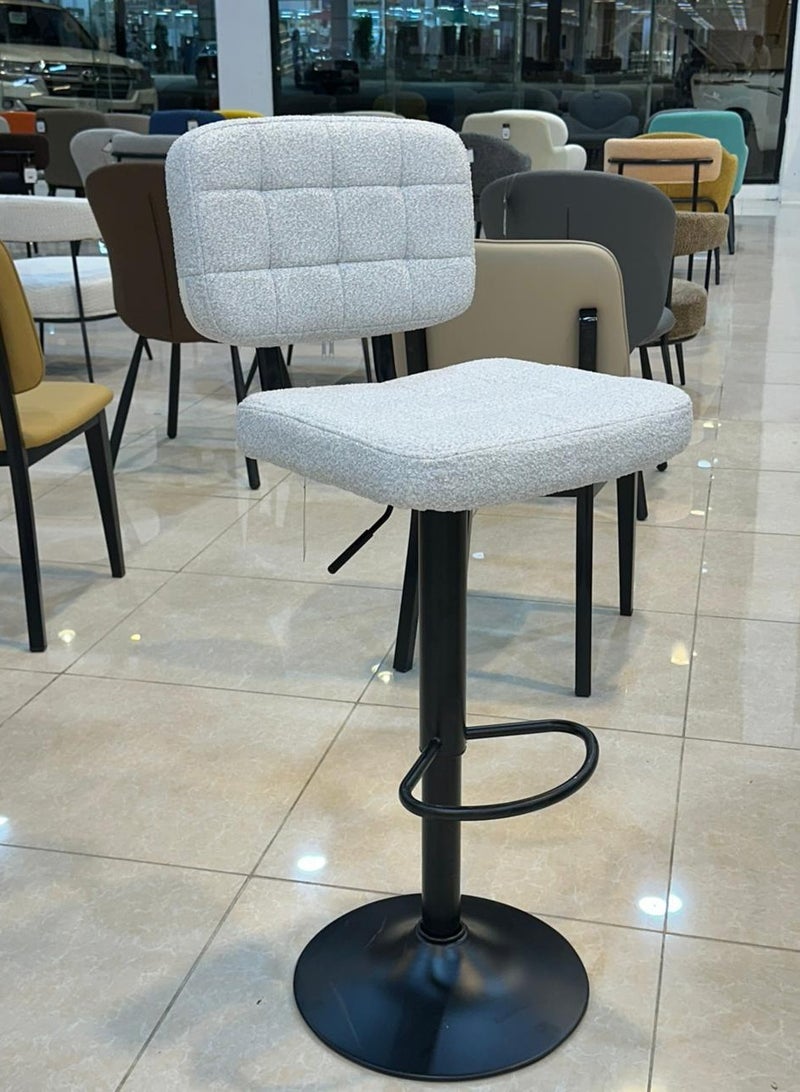 TarafCom White Teddy Bar Stool, Swivel Seat, Height Adjustable and Footrest - Modern and Comfortable Design - Image 5